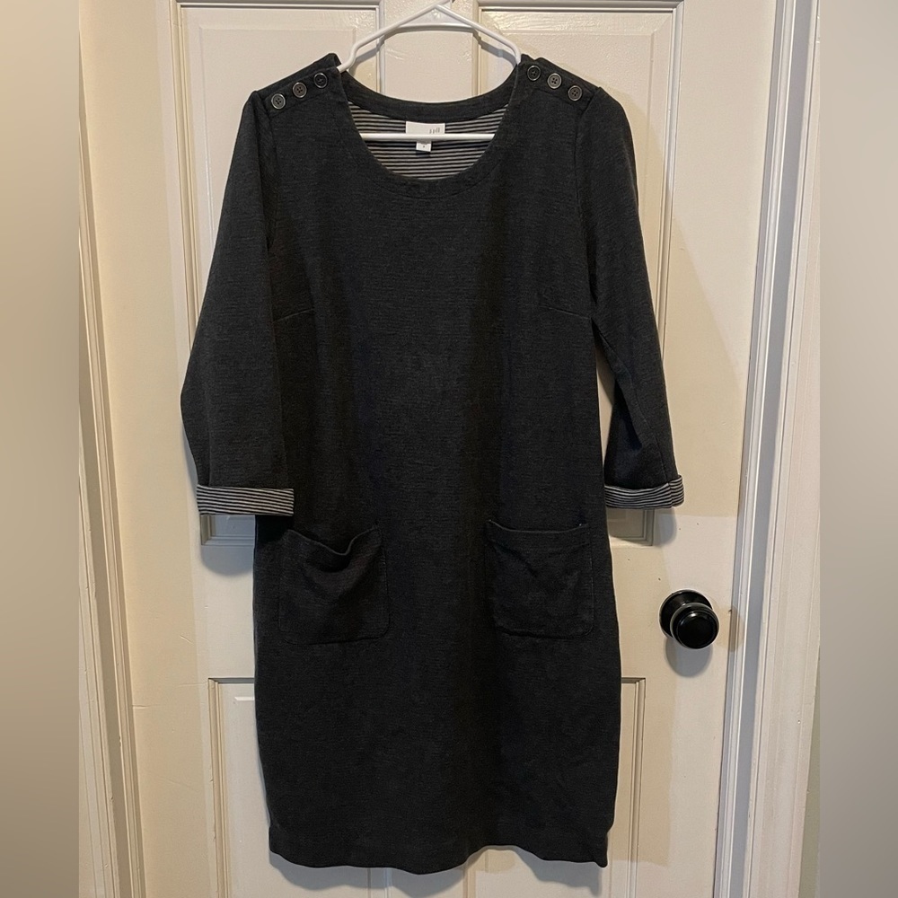 J Jill‎ Gray Long Sleeve Knit Dress Size S
